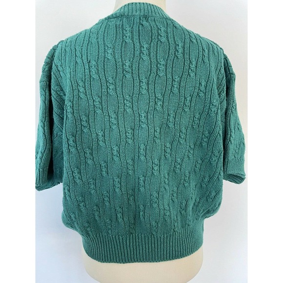 Vintage 80-90s Honors Apparel Knit Cardigan Sweater Box Cropped Green Size Med - Picture 5 of 12